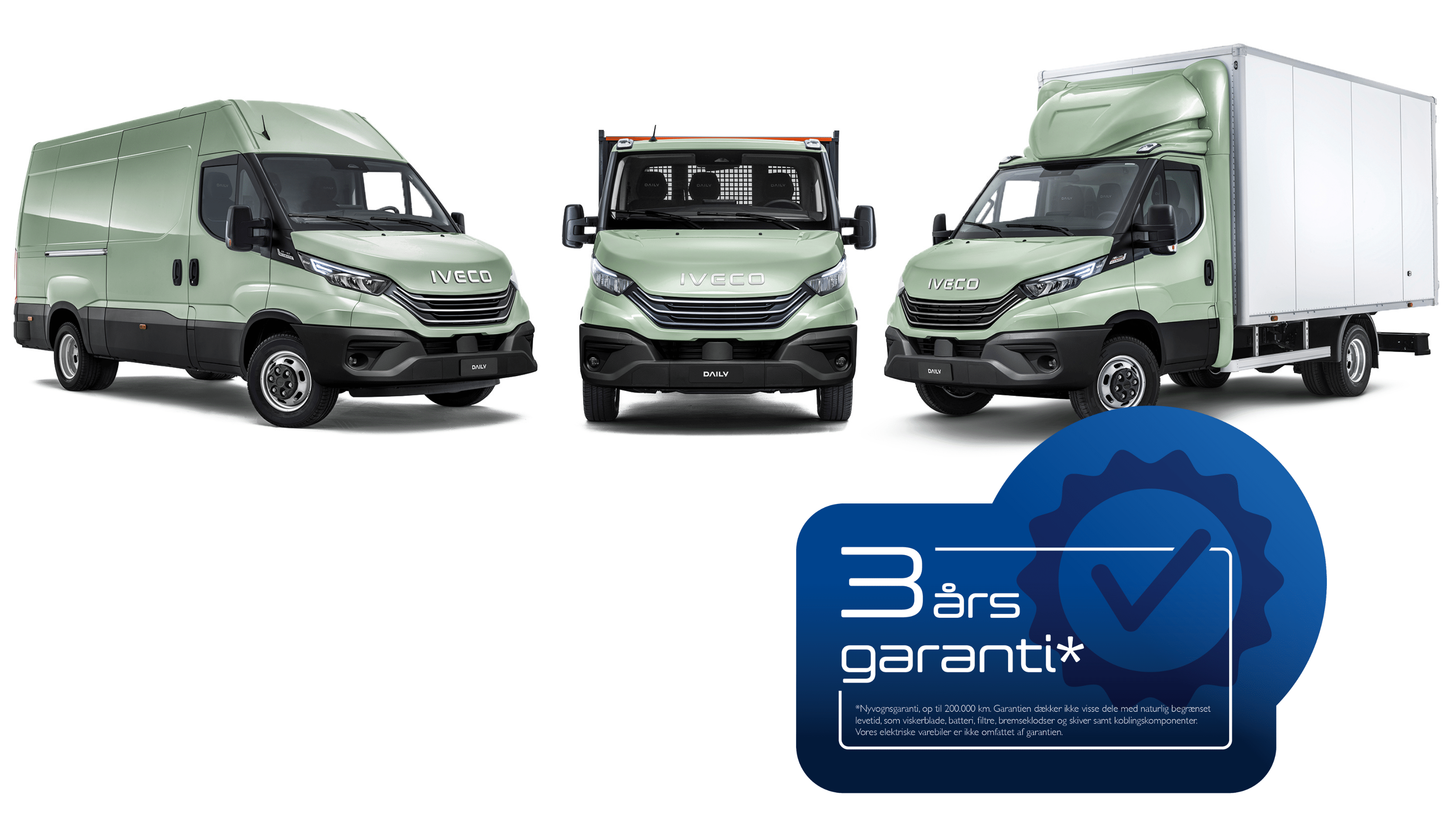 IVECO Daily MY24. Du får alle IVECO Daily modeller med 3 års garanti